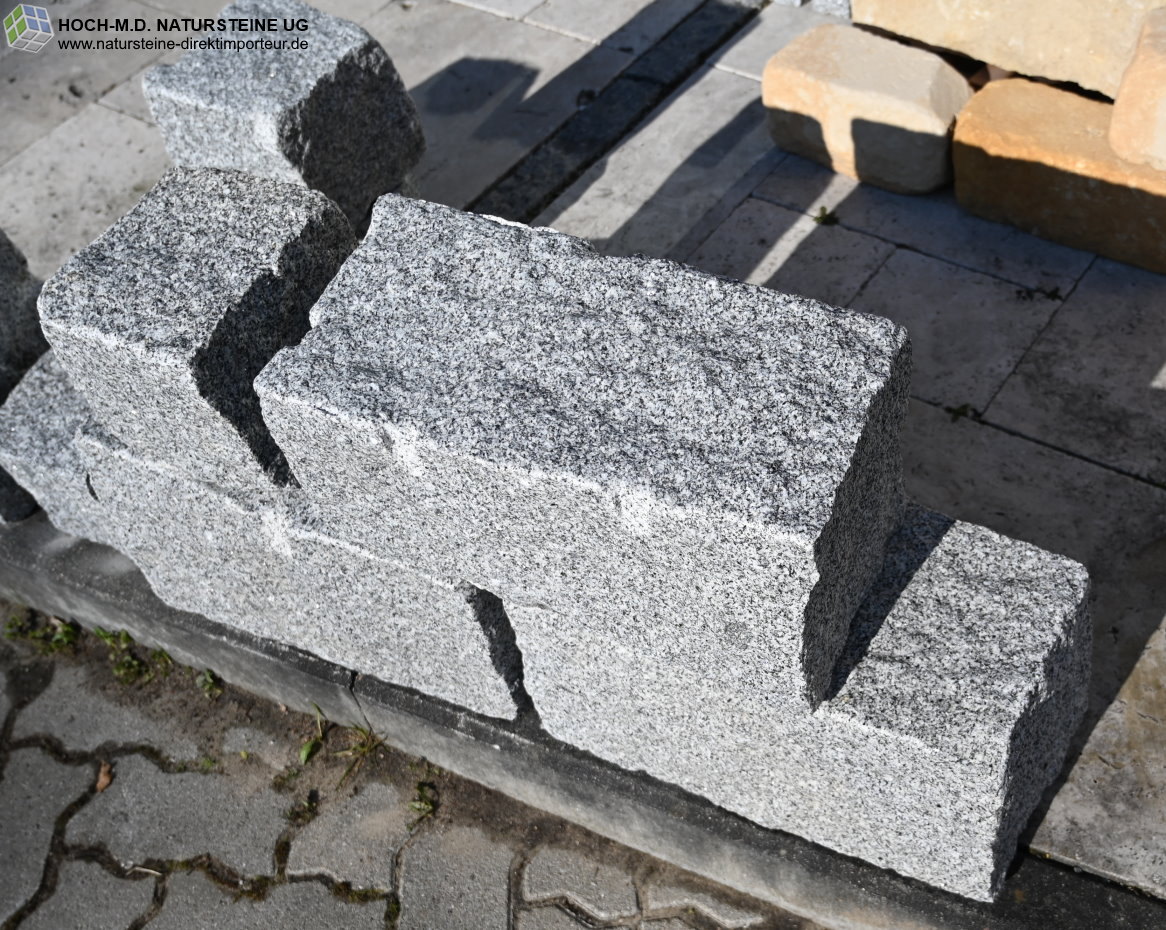 Granitmauersteine Mirus grau Mittelkorn alle Seiten gespalten