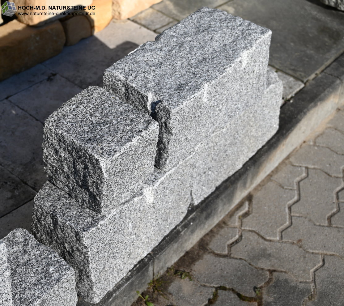 Mirus grau Mittelkorn alle Seiten gespalten Granitmauersteine